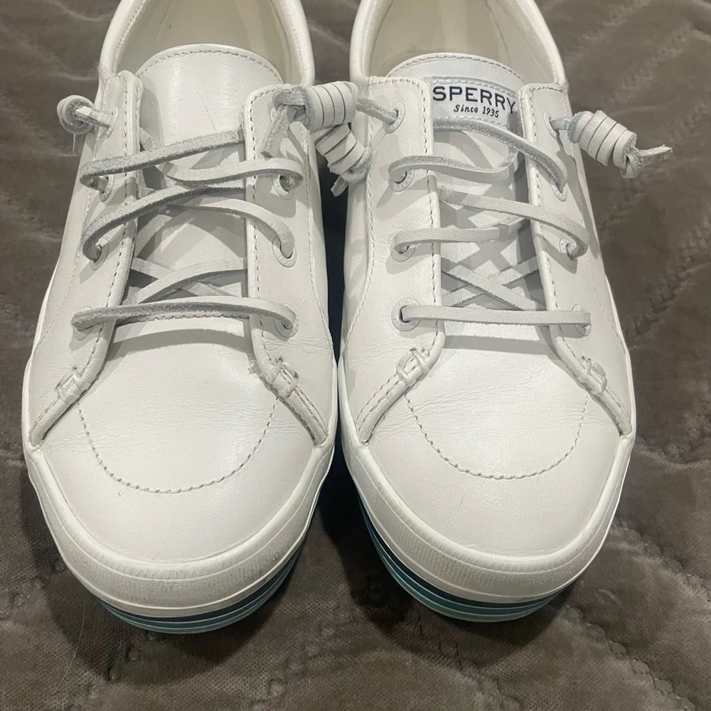 Sperry Blue and White Canvas Sneakers with Layered Sole - Picture 2 of 4